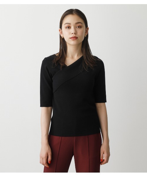 AZUL by moussy（アズールバイマウジー）の「ASYMMETRY CROSS KNIT TOPS/アシンメトリークロスニットトップス（ニット/セーター・レディース・グリーン/マジェンタ/ブラック/ライトベージュ・MEDIUM/SMALL）」の10枚目の写真