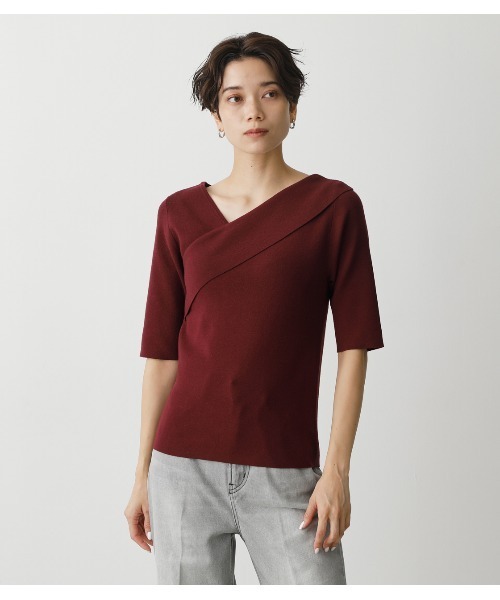 AZUL by moussy（アズールバイマウジー）の「ASYMMETRY CROSS KNIT TOPS/アシンメトリークロスニットトップス（ニット/セーター・レディース・グリーン/マジェンタ/ブラック/ライトベージュ・MEDIUM/SMALL）」の19枚目の写真