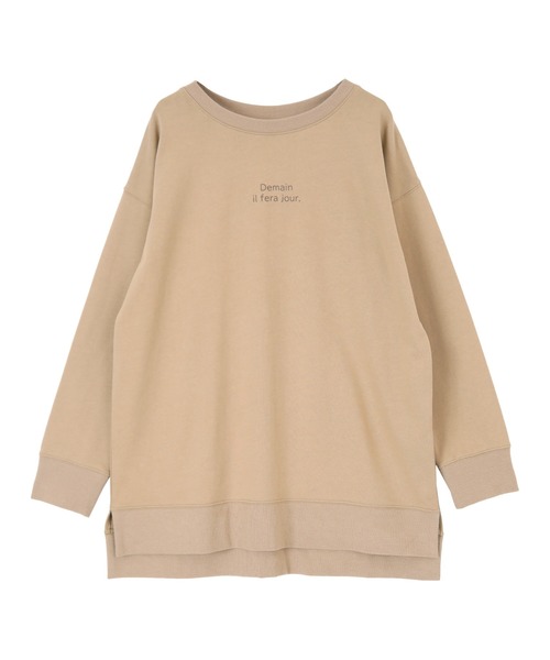 titivate(ティティベイト)の「ミニ裏毛カットソーロゴトップス(Tシャツ/カットソー・レディース・アイボリー/グレイッシュベージュ/ブラック/オレンジ・FREE)」の1枚目の写真