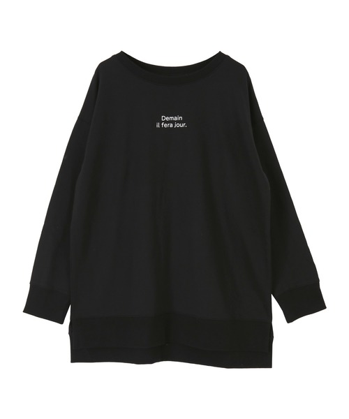titivate(ティティベイト)の「ミニ裏毛カットソーロゴトップス(Tシャツ/カットソー・レディース・アイボリー/グレイッシュベージュ/ブラック/オレンジ・FREE)」の3枚目の写真