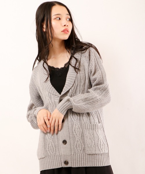 FUNALIVE(ファンアライブ)の「5GGケーブルショールカーディガン(カーディガン/ボレロ・メンズ・ブラック/カーキ/ベージュ/杢グレー/ワイン/ネイビー/チャコールグレー/ホワイト・M/S/XL/L)」の4枚目の写真