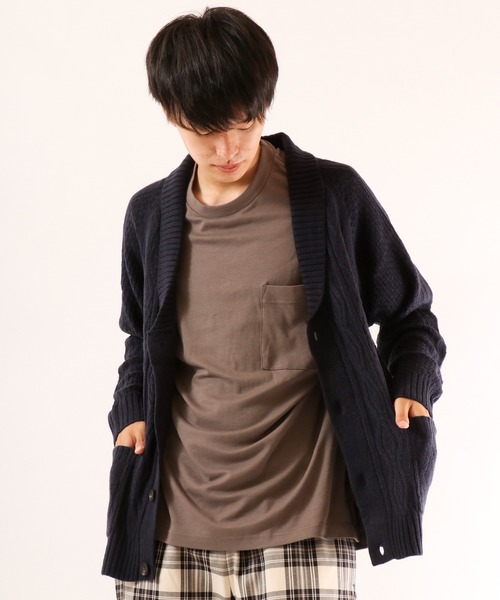 FUNALIVE(ファンアライブ)の「5GGケーブルショールカーディガン(カーディガン/ボレロ・メンズ・ブラック/カーキ/ベージュ/杢グレー/ワイン/ネイビー/チャコールグレー/ホワイト・M/S/XL/L)」の7枚目の写真