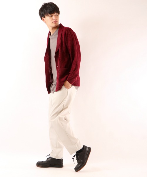 FUNALIVE(ファンアライブ)の「5GGケーブルショールカーディガン(カーディガン/ボレロ・メンズ・ブラック/カーキ/ベージュ/杢グレー/ワイン/ネイビー/チャコールグレー/ホワイト・M/S/XL/L)」の22枚目の写真