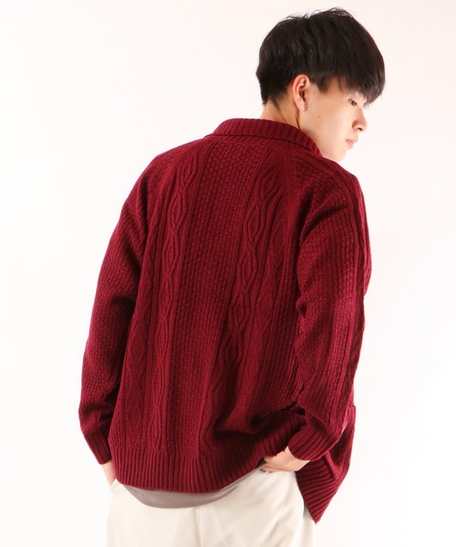 FUNALIVE(ファンアライブ)の「5GGケーブルショールカーディガン(カーディガン/ボレロ・メンズ・ブラック/カーキ/ベージュ/杢グレー/ワイン/ネイビー/チャコールグレー/ホワイト・M/S/XL/L)」の20枚目の写真