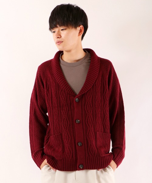 FUNALIVE(ファンアライブ)の「5GGケーブルショールカーディガン(カーディガン/ボレロ・メンズ・ブラック/カーキ/ベージュ/杢グレー/ワイン/ネイビー/チャコールグレー/ホワイト・M/S/XL/L)」の21枚目の写真