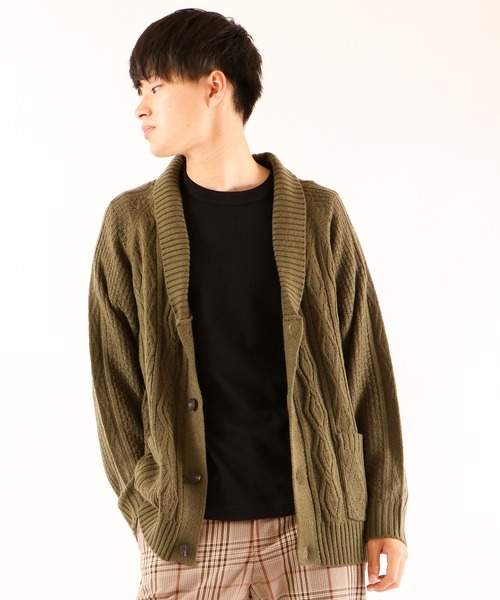 FUNALIVE(ファンアライブ)の「5GGケーブルショールカーディガン(カーディガン/ボレロ・メンズ・ブラック/カーキ/ベージュ/杢グレー/ワイン/ネイビー/チャコールグレー/ホワイト・M/S/XL/L)」の10枚目の写真
