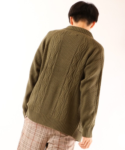 FUNALIVE(ファンアライブ)の「5GGケーブルショールカーディガン(カーディガン/ボレロ・メンズ・ブラック/カーキ/ベージュ/杢グレー/ワイン/ネイビー/チャコールグレー/ホワイト・M/S/XL/L)」の12枚目の写真