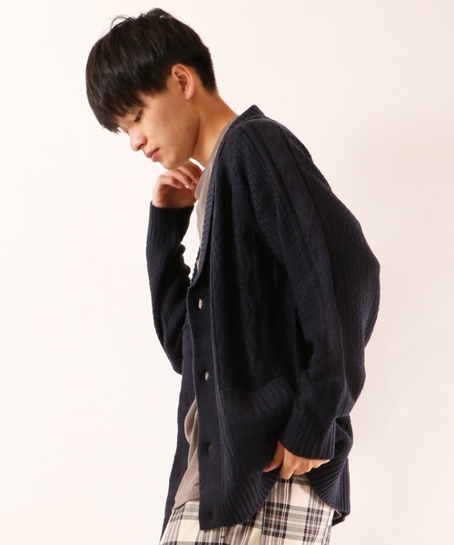 FUNALIVE(ファンアライブ)の「5GGケーブルショールカーディガン(カーディガン/ボレロ・メンズ・ブラック/カーキ/ベージュ/杢グレー/ワイン/ネイビー/チャコールグレー/ホワイト・M/S/XL/L)」の16枚目の写真