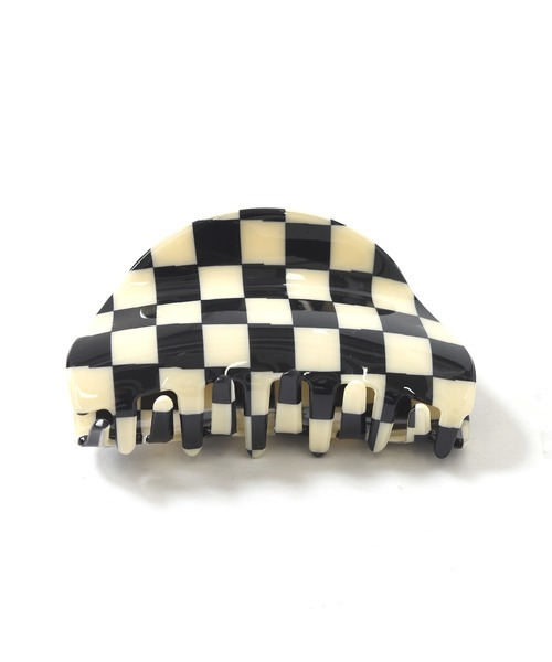 w closet(ダブルクローゼット)の「チェッカーラウンドバレッタ(バレッタ/ヘアクリップ・レディース・ホワイト×ブラック・FREE)」の4枚目の写真