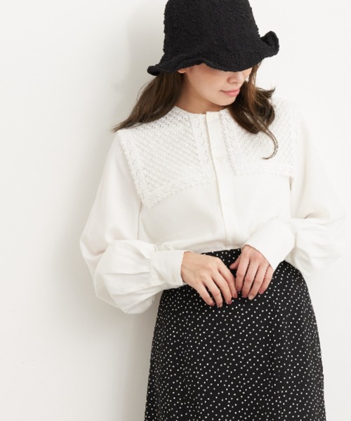 ROPE' PICNIC(ロペピクニック)の「【WEB限定】レースセーラーカラーブラウス(シャツ/ブラウス・レディース・ブラック/ホワイト・38)」の6枚目の写真