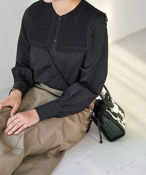 ROPE' PICNIC(ロペピクニック)の「【WEB限定】レースセーラーカラーブラウス(シャツ/ブラウス・レディース・ブラック/ホワイト・38)」の5枚目の写真