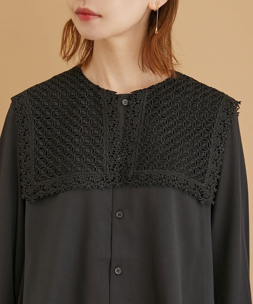ROPE' PICNIC(ロペピクニック)の「【WEB限定】レースセーラーカラーブラウス(シャツ/ブラウス・レディース・ブラック/ホワイト・38)」の9枚目の写真