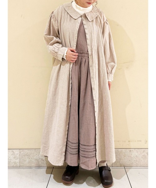 Samansa Mos2（サマンサ モスモス）の「ラウンドカラーワンピース（ワンピース・レディース・ブラック/ベージュ/ブルー/キャメル・ﾌﾘ-）」の3枚目の写真