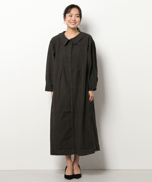 Samansa Mos2（サマンサ モスモス）の「ラウンドカラーワンピース（ワンピース・レディース・ブラック/ベージュ/ブルー/キャメル・ﾌﾘ-）」の6枚目の写真