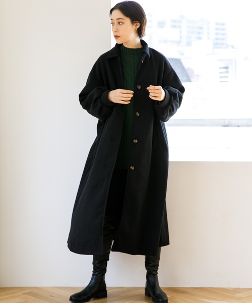 koe（コエ）の「ロング丈後ろタックコート*（チェスターコート・レディース・ブラック/ブルー/アイボリー/モカ・M/L）」の3枚目の写真