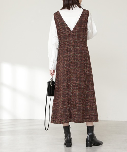 N.（N. Natural Beauty Basic）（エヌエヌナチュラルビューティーベーシック）の「◆ロービングツイードジャンパースカート（ジャンパースカート・レディース・ネイビー/ブラウン・MEDIUM）」の9枚目の写真
