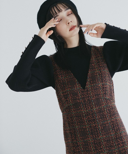 N.（N. Natural Beauty Basic）（エヌエヌナチュラルビューティーベーシック）の「◆ロービングツイードジャンパースカート（ジャンパースカート・レディース・ネイビー/ブラウン・MEDIUM）」の13枚目の写真