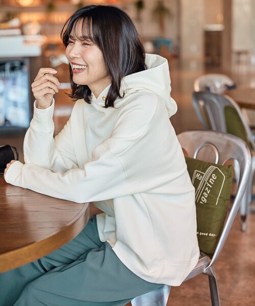 ANY(エニィ)の「【裏起毛・8色展開】ライトコットンスウェット パーカー(Tシャツ/カットソー・レディース・ライトグレー系/ブラック系/黄土色系/ホワイト系/ライラック系/オールドローズ系/ベージュ系/ピンク系・4)」の1枚目の写真