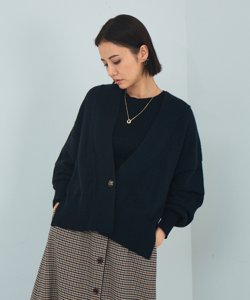 Abahouse Devinette（ドゥヴィネット）の「【Mylanka】リラックスカーディガン◇セットアップ対応（カーディガン/ボレロ・レディース・チャコールグレー/ベージュ・フリー）」の2枚目の写真