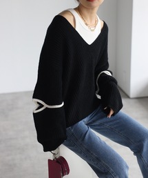 ap retro | エルボースリット畦編みニットプルオーバー(ニット/セーター)