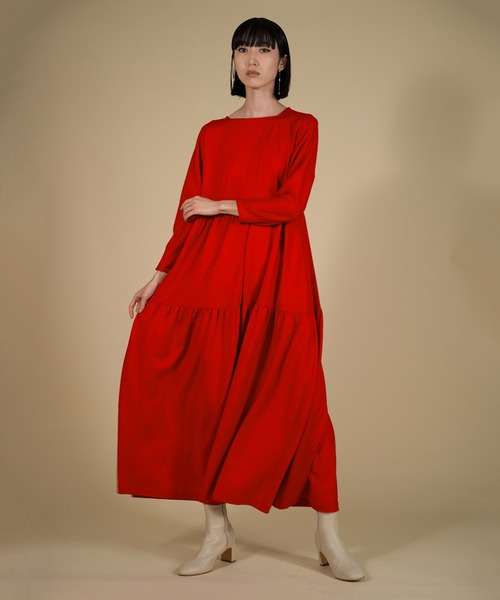 LA LIGNE ROPE'（ラリーニュロペ）の「【ラリーニュロペ】汀（ミギワ）ウールジャージードレス（ワンピース・レディース・レッド/ブルー/ブラック・0/1）」の3枚目の写真