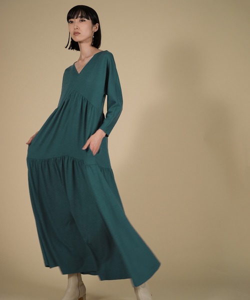 LA LIGNE ROPE'（ラリーニュロペ）の「【ラリーニュロペ】汀（ミギワ）ウールジャージードレス（ワンピース・レディース・レッド/ブルー/ブラック・0/1）」の8枚目の写真