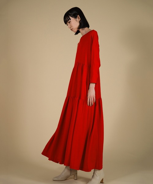 LA LIGNE ROPE'（ラリーニュロペ）の「【ラリーニュロペ】汀（ミギワ）ウールジャージードレス（ワンピース・レディース・レッド/ブルー/ブラック・0/1）」の14枚目の写真