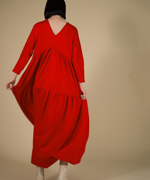 LA LIGNE ROPE'（ラリーニュロペ）の「【ラリーニュロペ】汀（ミギワ）ウールジャージードレス（ワンピース・レディース・レッド/ブルー/ブラック・0/1）」の15枚目の写真