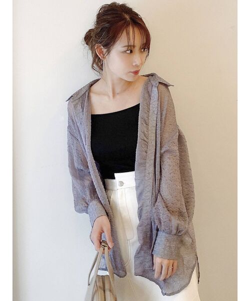 dazzlin（ダズリン）の「アソートリラックスシャツ（シャツ/ブラウス・レディース・パープル/アイボリー/グリーン・FREE）」の3枚目の写真