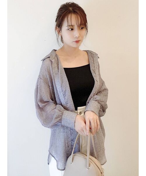 dazzlin（ダズリン）の「アソートリラックスシャツ（シャツ/ブラウス・レディース・パープル/アイボリー/グリーン・FREE）」の7枚目の写真