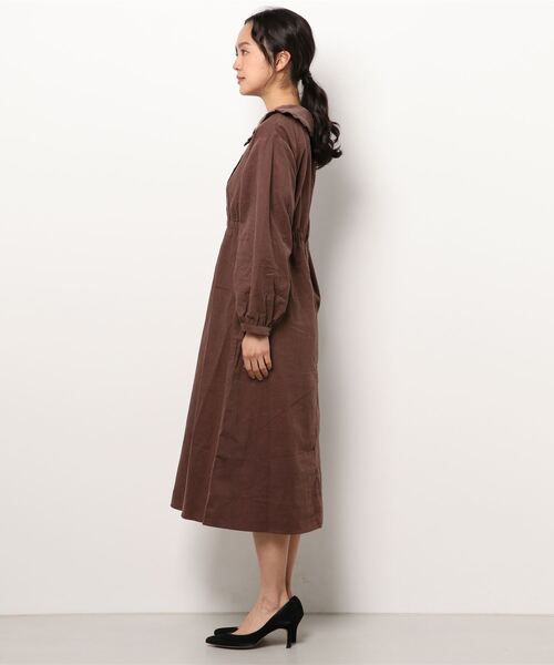 ehka sopo（エヘカソポ）の「コーデュロイフリル衿ワンピース（ワンピース・レディース・ベージュ/ブラウン/ミント・ﾌﾘ-）」の5枚目の写真