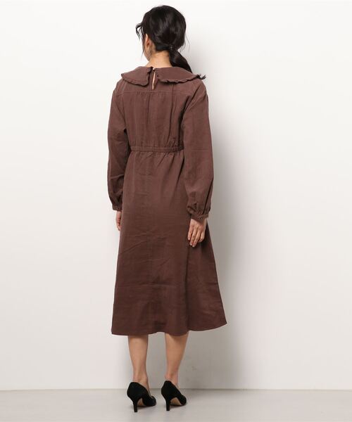 ehka sopo（エヘカソポ）の「コーデュロイフリル衿ワンピース（ワンピース・レディース・ベージュ/ブラウン/ミント・ﾌﾘ-）」の4枚目の写真