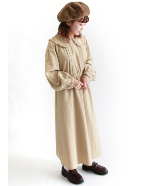 ehka sopo（エヘカソポ）の「コーデュロイフリル衿ワンピース（ワンピース・レディース・ベージュ/ブラウン/ミント・ﾌﾘ-）」の6枚目の写真