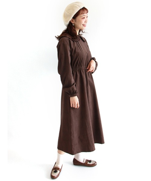 ehka sopo（エヘカソポ）の「コーデュロイフリル衿ワンピース（ワンピース・レディース・ベージュ/ブラウン/ミント・ﾌﾘ-）」の9枚目の写真