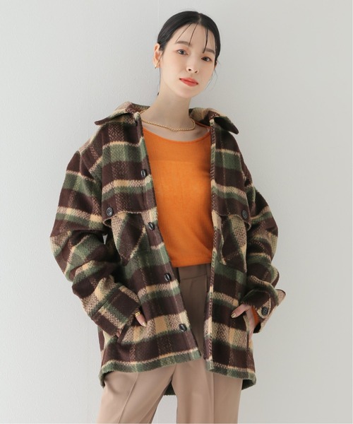 Johnson Woolen Mills(ジョンソンウーレンミルズ)の「【JOHNSON WOOLEN MILLS】OLIVE LABEL チェックデイジャケット(ブルゾン・レディース・レッド/カーキ・MEDIUM/LARGE)」の1枚目の写真