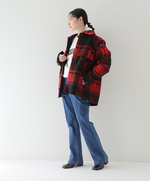 Johnson Woolen Mills(ジョンソンウーレンミルズ)の「【JOHNSON WOOLEN MILLS】OLIVE LABEL チェックデイジャケット(ブルゾン・レディース・レッド/カーキ・MEDIUM/LARGE)」の6枚目の写真