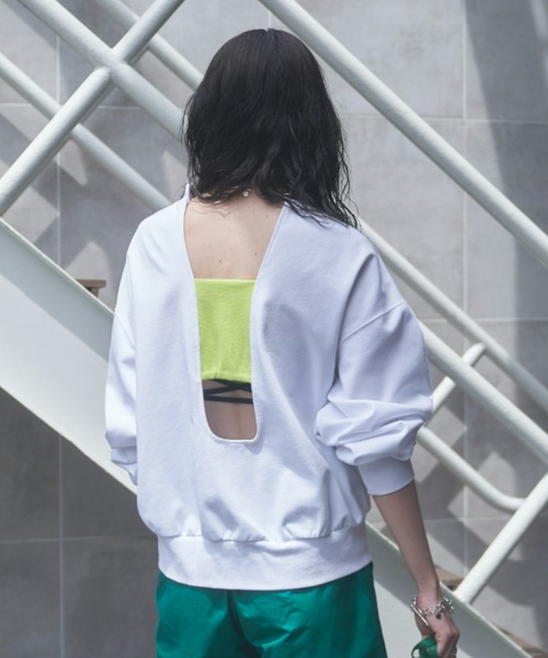 VACANCY（ヴァカンシー）の「バックリブ2wayトレーナー（Tシャツ/カットソー・レディース・ホワイト/ブラック/ピンク・FREE）」の7枚目の写真