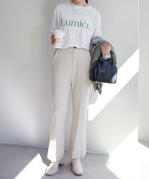 DISCOAT(ディスコート)の「【WEB限定】フレンチロゴロングTシャツ(Tシャツ/カットソー・レディース・チャコールグレー/アイボリー/ホワイト×グリーン/ホワイト×ブラック・FREE)」の19枚目の写真