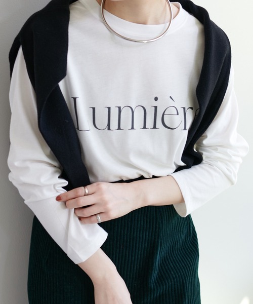 DISCOAT(ディスコート)の「【WEB限定】フレンチロゴロングTシャツ(Tシャツ/カットソー・レディース・チャコールグレー/アイボリー/ホワイト×グリーン/ホワイト×ブラック・FREE)」の17枚目の写真