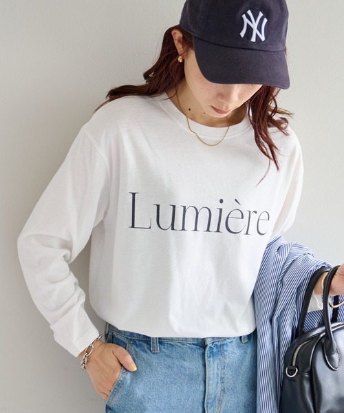 DISCOAT(ディスコート)の「【WEB限定】フレンチロゴロングTシャツ(Tシャツ/カットソー・レディース・チャコールグレー/アイボリー/ホワイト×グリーン/ホワイト×ブラック・FREE)」の11枚目の写真