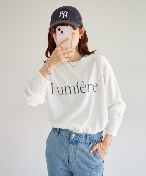 DISCOAT(ディスコート)の「【WEB限定】フレンチロゴロングTシャツ(Tシャツ/カットソー・レディース・チャコールグレー/アイボリー/ホワイト×グリーン/ホワイト×ブラック・FREE)」の9枚目の写真