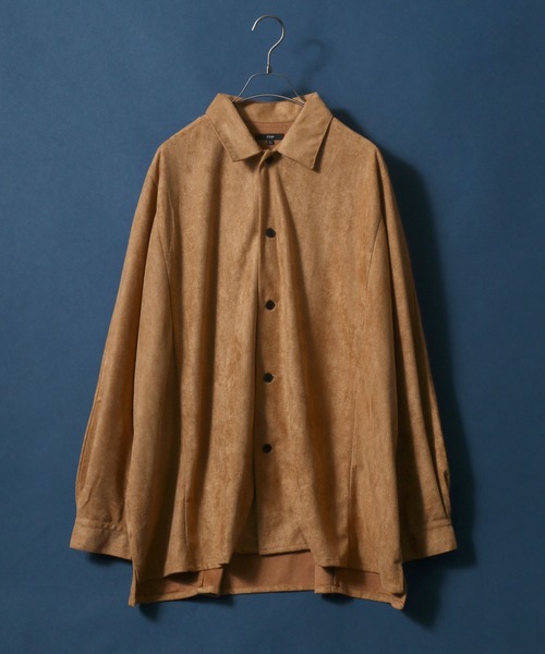 ANPAS(アンパス)の「Eco Suede Big Silhouette Dolman Sleeve Shirt/エコスウェード ビッグシルエット ドルマンスリーブ シャツ(シャツ/ブラウス・メンズ・ブラック/キャメル/ダークグリーン・M/L)」の1枚目の写真