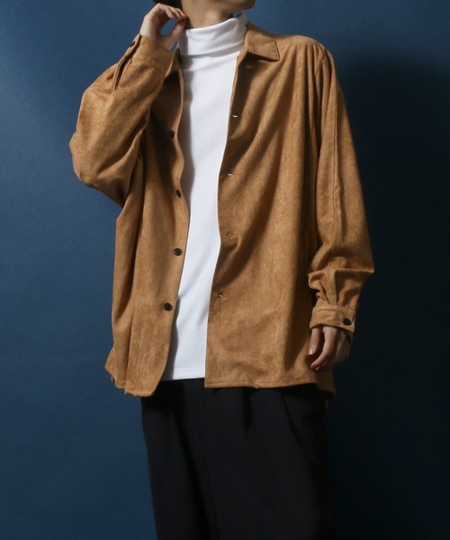 ANPAS(アンパス)の「Eco Suede Big Silhouette Dolman Sleeve Shirt/エコスウェード ビッグシルエット ドルマンスリーブ シャツ(シャツ/ブラウス・メンズ・ブラック/キャメル/ダークグリーン・M/L)」の20枚目の写真