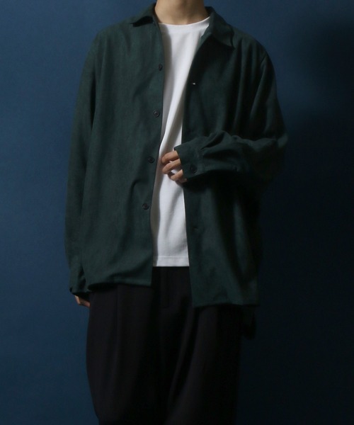 ANPAS(アンパス)の「Eco Suede Big Silhouette Dolman Sleeve Shirt/エコスウェード ビッグシルエット ドルマンスリーブ シャツ(シャツ/ブラウス・メンズ・ブラック/キャメル/ダークグリーン・M/L)」の19枚目の写真