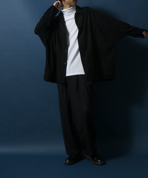 ANPAS(アンパス)の「Eco Suede Big Silhouette Dolman Sleeve Shirt/エコスウェード ビッグシルエット ドルマンスリーブ シャツ(シャツ/ブラウス・メンズ・ブラック/キャメル/ダークグリーン・M/L)」の12枚目の写真