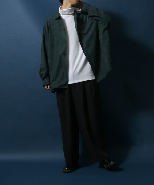 ANPAS(アンパス)の「Eco Suede Big Silhouette Dolman Sleeve Shirt/エコスウェード ビッグシルエット ドルマンスリーブ シャツ(シャツ/ブラウス・メンズ・ブラック/キャメル/ダークグリーン・M/L)」の14枚目の写真