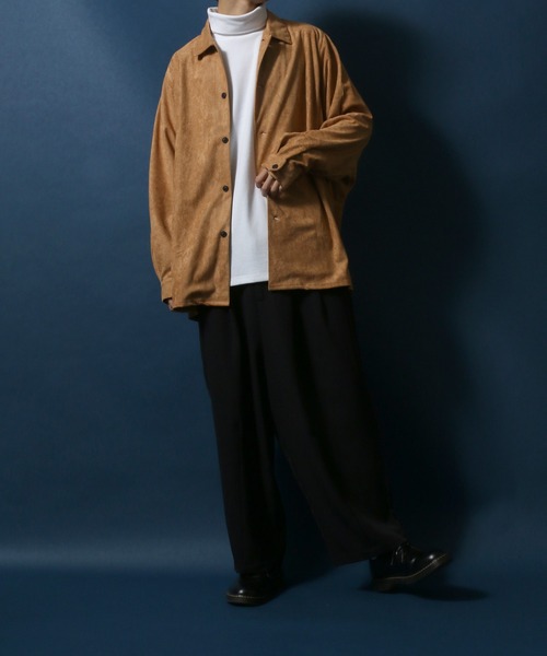 ANPAS(アンパス)の「Eco Suede Big Silhouette Dolman Sleeve Shirt/エコスウェード ビッグシルエット ドルマンスリーブ シャツ(シャツ/ブラウス・メンズ・ブラック/キャメル/ダークグリーン・M/L)」の16枚目の写真