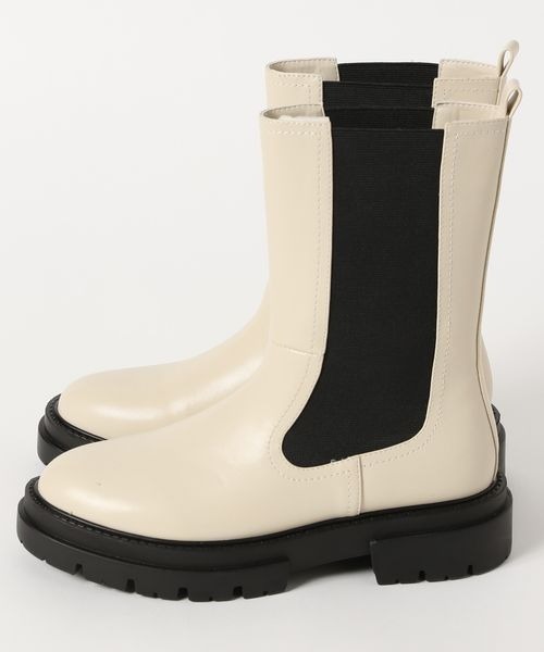 LOWRYS FARM(ローリーズファーム)の「サイドゴアミドルブーツ 259970(ブーツ・レディース・ブラック/アイボリー・MEDIUM/LARGE)」の5枚目の写真