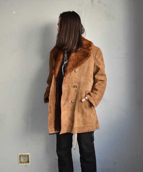VINTAGE（ヴィンテージ）の「【ヴィンテージ古着】Echt Lammvelour ランチコート（チェスターコート・メンズ・ブラウン・LARGE）」の2枚目の写真