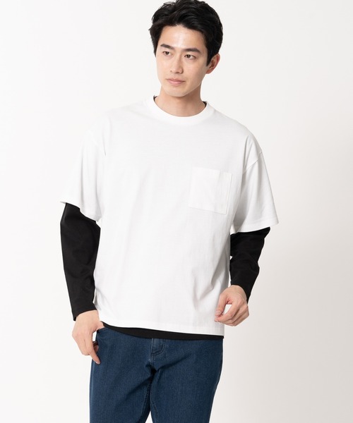 Blue Standard (ブルースタンダード)の「【BLUE STANDARD/ブルースタンダード】ポケット付きビッグTシャツ ルーズロンT 2枚セット コットン100%(Tシャツ/カットソー・メンズ・ホワイト/ダークグリーン/オフホワイト/ダークベージュ/ブラック・MEDIUM/X-LARGE/LARGE)」の16枚目の写真